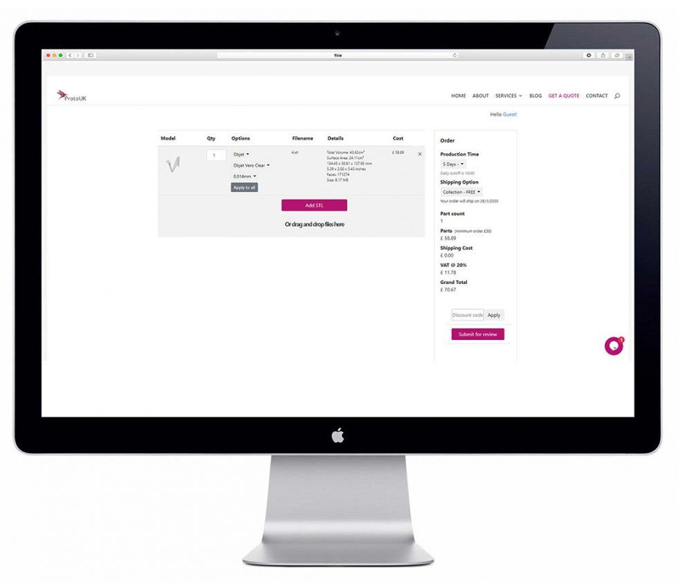 3D printing in Bristol ProtoUK, instant quote, range of materials